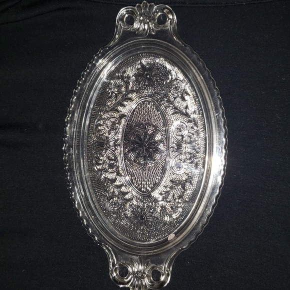 DUNCAN & MILLER GLASS - SANDWICH CLEAR PATTERN - CREAM & SUGAR TRAY - Picture 2 of 6